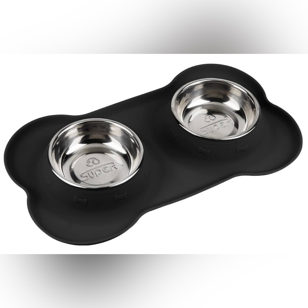 SUPERDESIGN Dog Bowls 2 Stainless Steel Puppies Bowl